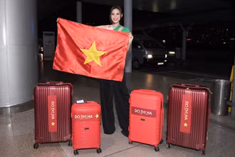 Đỗ Thị Hà trước giờ lên đường sang Puerto Rico. (Ảnh: Facebook nhân vật)