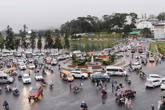 Trung tâm thành phố Đà Lạt chiều 30/4.