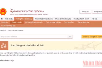 Dịch vụ công về bảo hiểm xã hội trên Cổng dịch vụ công quốc gia.