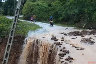 Hình ảnh ngập lụt tại huyện Lục Ngạn, Bắc Giang. (Ảnh: ĐẶNG GIANG)