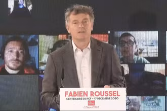 Bí thư toàn quốc Fabien Roussel phát biểu nhân dịp kỷ niệm 100 năm thành lập ĐCS Pháp. 