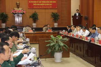 Phó Bí thư Thường trực Tỉnh ủy Lê Văn Dũng phát biểu tại hội nghị.
