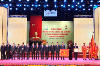 Phó Chủ tịch nước Đặng Thị Ngọc Thịnh đã trao danh hiệu Anh hùng Lao động thời kỳ đổi mới tặng EVN.