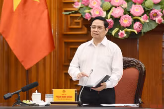 Thủ tướng Phạm Minh Chính phát biểu tại cuộc họp. (Ảnh: TRẦN HẢI)