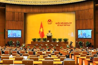 Quang cảnh phiên thảo luận của Quốc hội về dự án Luật Thi đua, khen thưởng (sửa đổi) ngày 28/10. (Ảnh: LINH NGUYÊN)