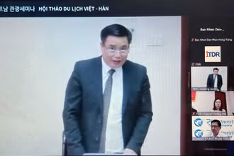 TS Nguyễn Anh Tuấn, Viện trưởng Viện Nghiên cứu Phát triển Du lịch phát biểu tại hội thảo.
