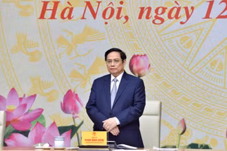 Thủ tướng Phạm Minh Chính phát biểu ý kiến tại buổi gặp mặt.
