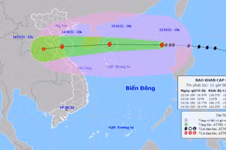 Vị trí và hướng di chuyển của bão số 8. (Nguồn: nchmf.gov.vn)