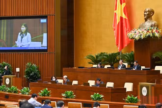 Quang cảnh phiên thảo luận trực tuyến ngày 27/10 của Quốc hội. Ảnh: LINH NGUYÊN