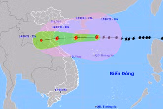 Vị trí và hướng di chuyển của bão số 8. (Nguồn: nchmf.gov.vn)