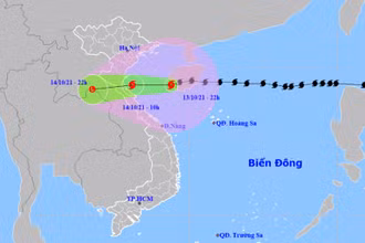 Vị trí và hướng di chuyển của bão số 8. (Nguồn: nchmf.gov.vn)