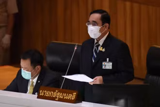 Thủ tướng Thái Lan Prayut Chan-o-cha phát biểu tại quốc hội ngày 2/9. (Ảnh: Quốc hội Thái Lan)