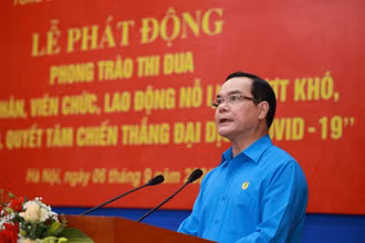 Ủy viên T.Ư Đảng, Chủ tịch Tổng LĐLĐ Việt Nam Nguyễn Đình Khang Phát biểu tại Lễ phát động.
