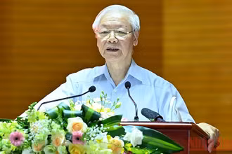 Tổng Bí thư Nguyễn Phú Trọng phát biểu tại hội nghị. (Ảnh: Đăng Khoa)