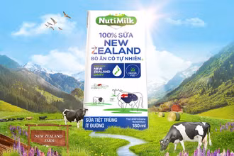 Nutifood giảm 50% đối với sản phẩm NutiMilk 100% Sữa New Zealand Bò ăn cỏ tự nhiên ít đường.