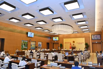 Quang cảnh phiên họp Ủy ban Thường vụ Quốc hội xem xét kế hoạch chi tiết và đề cương giám sát các chuyên đề. (Ảnh: Duy Linh)