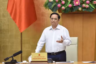Thủ tướng Phạm Minh Chính phát biểu tại buổi làm việc trực tuyến với Ban Thường vụ Tỉnh ủy Thừa Thiên Huế. (Ảnh: TRẦN HẢI)