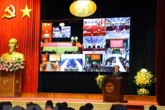 Lễ khai giảng năm học 2021-2022. (Ảnh: Nguyễn Điệp/TTXVN)