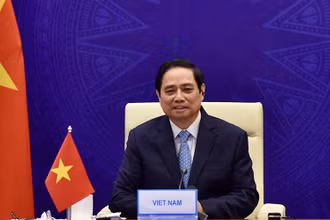 Thủ tướng Phạm Minh Chính phát biểu tại Hội nghị Thượng đỉnh hợp tác tiểu vùng Mekong mở rộng (GMS) lần thứ 7. (Ảnh: Trần Hải)