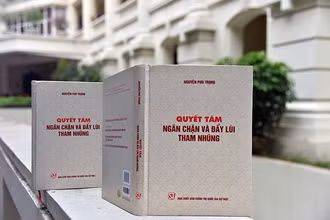 Cuốn sách “Quyết tâm ngăn chặn và đẩy lùi tham nhũng” của Tổng Bí thư, Chủ tịch nước Nguyễn Phú Trọng.