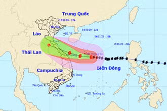 Vị trí và hướng di chuyển của bão số 13. (Nguồn: nchmf.gov.vn)