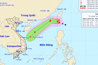 Vị trí và hướng di chuyển của bão Atsani. (Nguồn: nchmf.gov.vn)