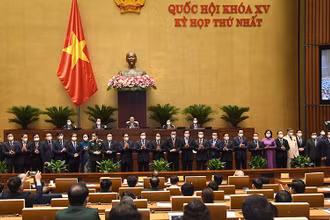 Ra mắt Chính phủ nhiệm kỳ 2021-2026. (Ảnh: Duy Linh)
