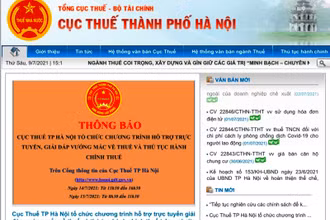Cục Thuế thành phố Hà Nội thông báo trên website để người nộp thuế biết và theo dõi chương trình giải đáp trực tuyến.