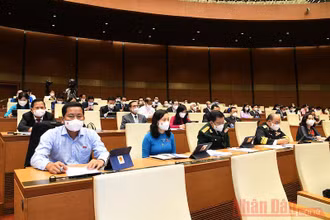 Đại biểu Quốc hội tại Kỳ họp thứ nhất, Quốc hội khoá XV. Ảnh: QUANG HOÀNG