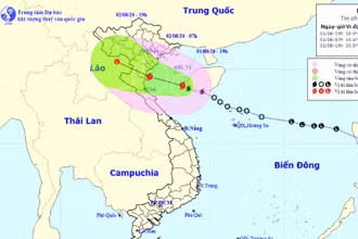 Vị trí và hướng di chuyển của bão số 2. (Nguồn: nchmf.gov.vn)
