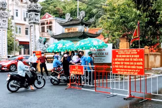 Chốt kiểm soát phòng, chống dịch bệnh tại phường Ngọc Xuyên (quận Đồ Sơn). (Ảnh: Cổng thông tin điện tử TP Hải Phòng)