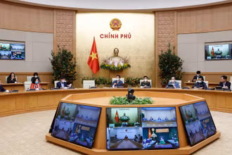 Ban Chỉ đạo Quốc gia phòng, chống dịch Covid-19 họp sáng 3-2. (Ảnh: VGP)