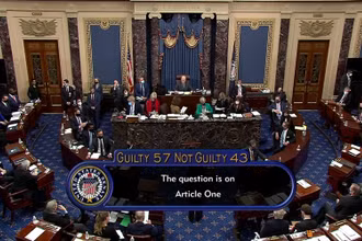 Thượng viện Mỹ bỏ phiếu trắng án cho cựu Tổng thống Trump với cáo buộc kích động bạo lực hôm 6-1. (Ảnh: Reuters)