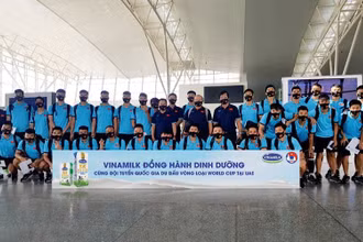 Sản phẩm Vinamilk đồng hành cùng đội tuyển khi tham gia du đấu tại UAE. (Ảnh:VNM)