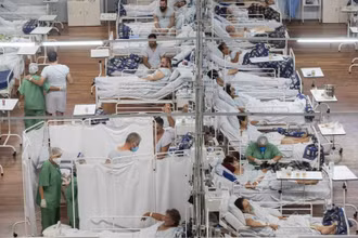 Bệnh viện dã chiến điều trị Covid-19 tại ngoại ô TP Sao Paulo, Brazil. (Ảnh: AP)