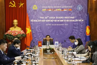 Lãnh đạo Bảo hiểm xã hội Việt Nam dự Hội nghị Ban Chấp hành Hiệp hội An sinh xã hội ASEAN lần thứ 38 theo hình thức trực tuyến vào tháng 11/2021 (Ảnh minh họa: VSS).