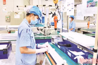 Sản xuất linh kiện điện tử tại Công ty TNHH Rhythm Precision Việt Nam, khu công nghiệp Nội Bài (Hà Nội).