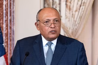 Ngoại trưởng Ai Cập Sameh Shoukry trong cuộc đối thoại chiến lược Mỹ-Ai Cập tại Washington, ngày 8/11/2021. (Ảnh: Reuters)