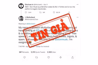 Ảnh chụp màn hình dòng tweet đăng nội dung châm biếm về khoản đầu tư của tỷ phú Elon Musk tại Twitter.