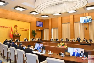 Phiên họp thứ 10 của Ủy ban Thường vụ Quốc hội cho ý kiến về dự kiến Chương trình giám sát của Quốc hội, Ủy ban Thường vụ Quốc hội năm 2023. (Ảnh: Duy Linh)