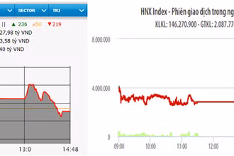 Diễn biến VN-Index và HNX-Index phiên giao dịch ngày 25-1.
