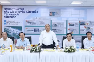Thủ tướng Nguyễn Xuân Phúc phát biểu tại chuyến thăm nhà máy Tanifood ngày 20-8-2018.