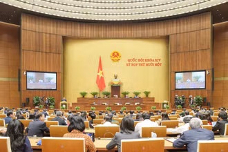 Quang cảnh phiên làm việc tại hội trường của Quốc hội sáng 25-3. Ảnh: quochoi.vn