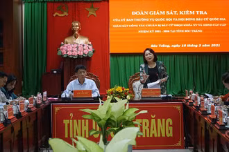 Phó Chủ tịch nước Đặng Thị Ngọc Thịnh phát biểu tại buổi làm việc với lãnh đạo tỉnh Sóc Trăng. 