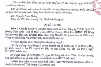 Quyết định chuyển hồ sơ vụ việc sang cơ quan điều tra.