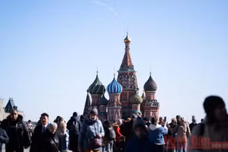 Quảng trường Đỏ ở thủ đô Moscow một ngày cuối tháng 3-2021. (Ảnh: Thanh Thể)