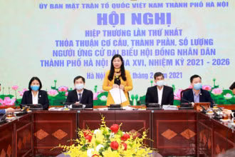 Hội nghị hiệp thương lần thứ nhất thỏa thuận cơ cấu, thành phần, số lượng người ứng cử đại biểu HĐND thành phố Hà Nội, nhiệm kỳ 2021-2026.