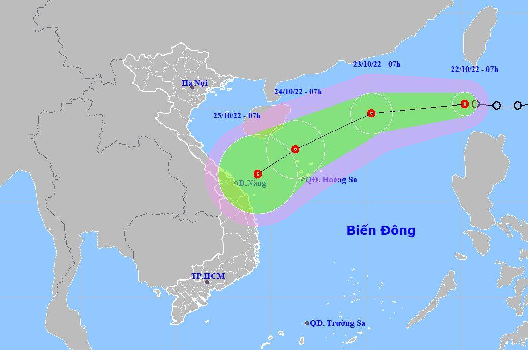 Vị trí và hướng di chuyển của áp thấp nhiệt đới. (Nguồn: nchmf.gov.vn)