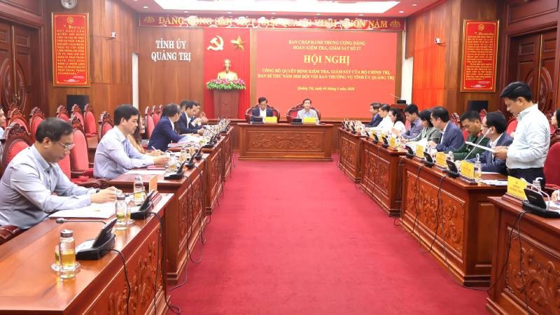 Hội nghị công bố quyết định kiểm tra, giám sát năm 2026 đối với Ban Thường vụ Tỉnh ủy Quảng Trị.