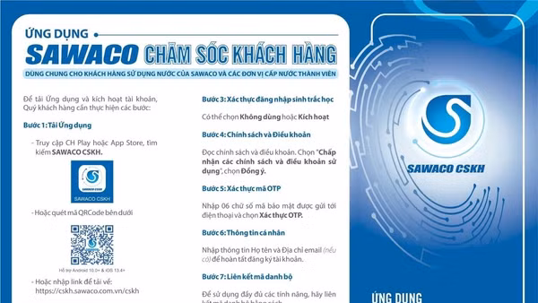 Người dùng chỉ cần tải App trên điện thoại, liên kết mã danh bộ để quản lý toàn bộ giao dịch liên quan đến dịch vụ cấp nước